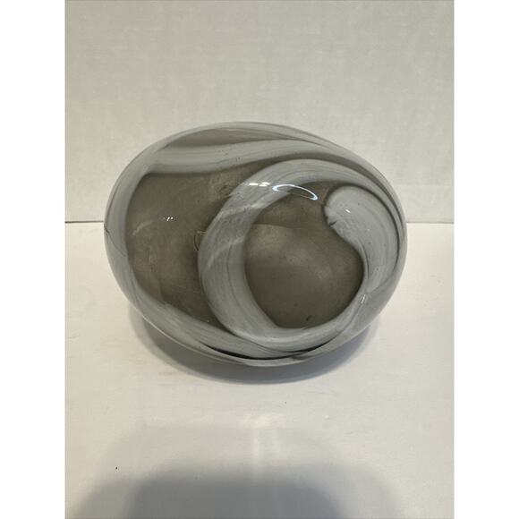 Vintage Murano Art Glass Vase 8" Smoky Gray White Swirl Hand Blown - Picture 6 of 6